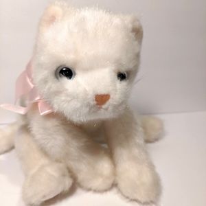 Ty Beanie Baby White Kitty Kitten Cat Pink Bow